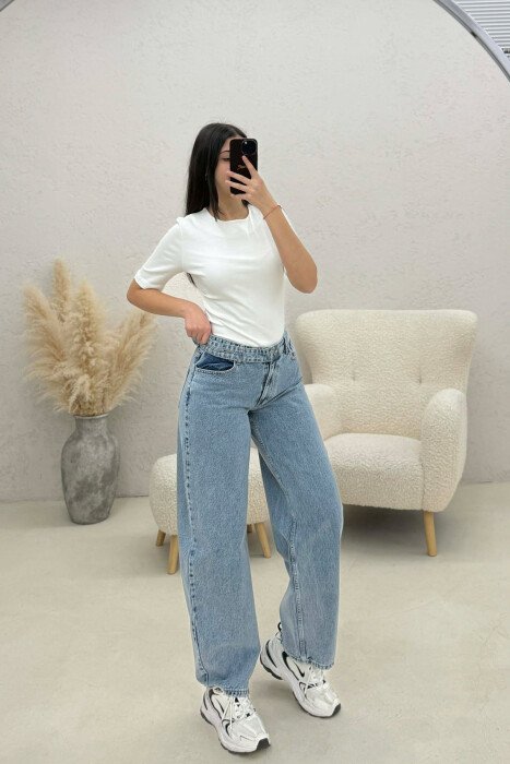 ONE COLOR WOMAN JEANS LIGHTBLUE/BZ - KLAUDIO FASHION