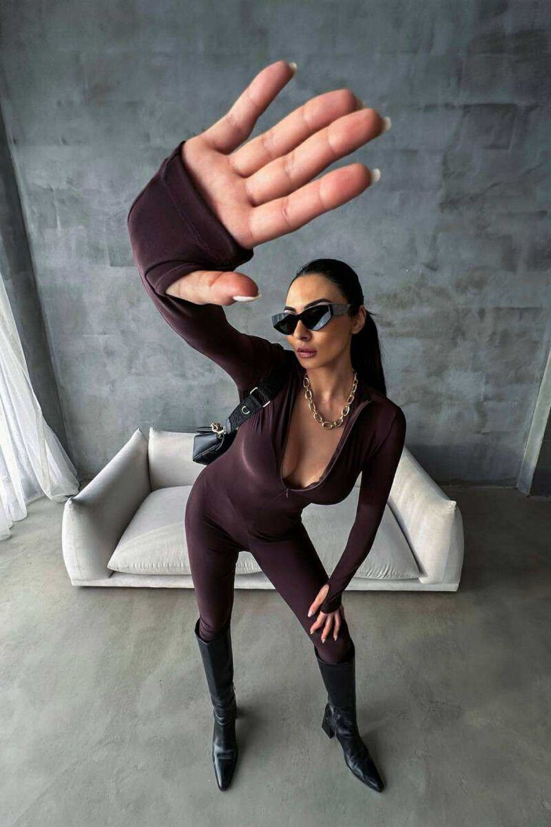 ONE COLOR WOMAN JUMPSUIT DARK BROWN/KAE - 6