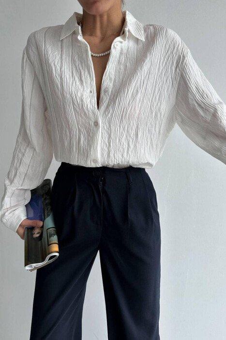 ONE COLOR WOMAN SHIRT CREAM/KREM - KLAUDIO FASHION