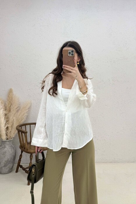 ONE COLOR WOMAN SHIRT WHITE-E BARDHE - KLAUDIO FASHION