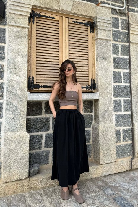 ONE COLOR WOMAN SKIRT BLACK/ E ZEZE - 1