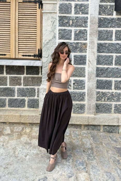 ONE COLOR WOMAN SKIRT BROWN/KAFE - 1