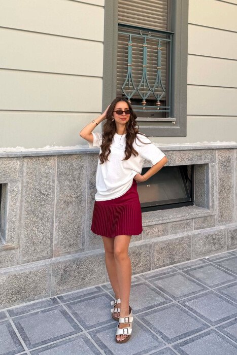 ONE COLOR WOMAN SKIRT BURGUNDY/VISHNJE 