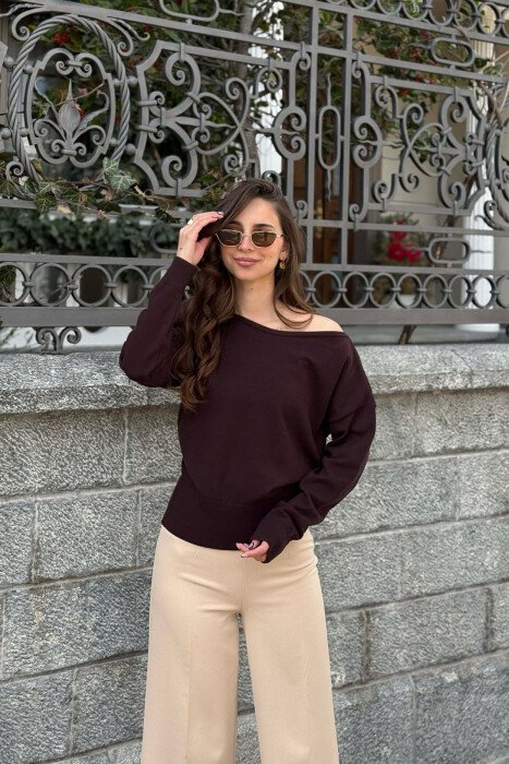 ONE COLOR WOMAN SWEATER BROWN/KAFE 