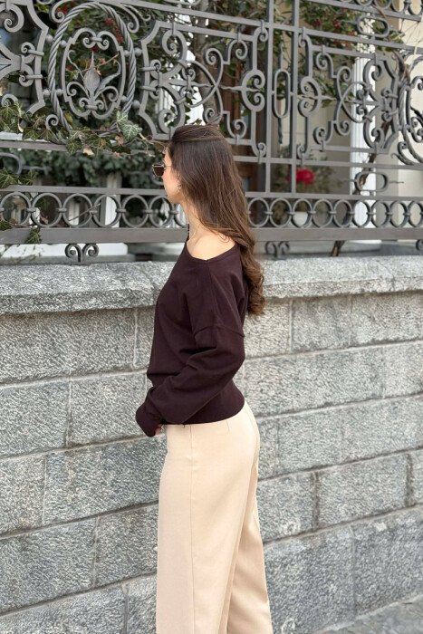 ONE COLOR WOMAN SWEATER BROWN/KAFE - 5