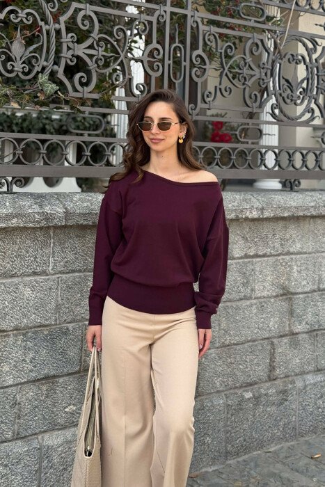 ONE COLOR WOMAN SWEATER BURGUNDY/VISHNJE 