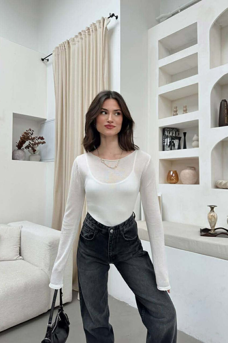 ONE COLOR WOMAN SWEATER WHITE-E BARDHE - 3