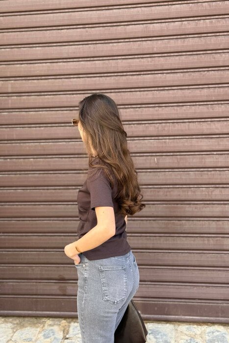 ONE COLOR WOMAN T-SHIRT BROWN/KAFE - 2