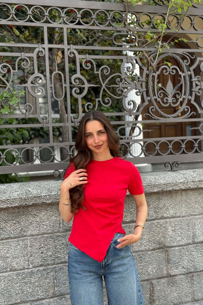 ONE COLOR WOMAN T-SHIRT CHERRY/ QERSHI - 1