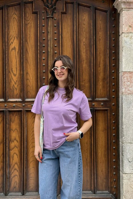 ONE COLOR WOMAN T-SHIRT + 6 PAIR SOCKS PURPLE/LEJLA - 1