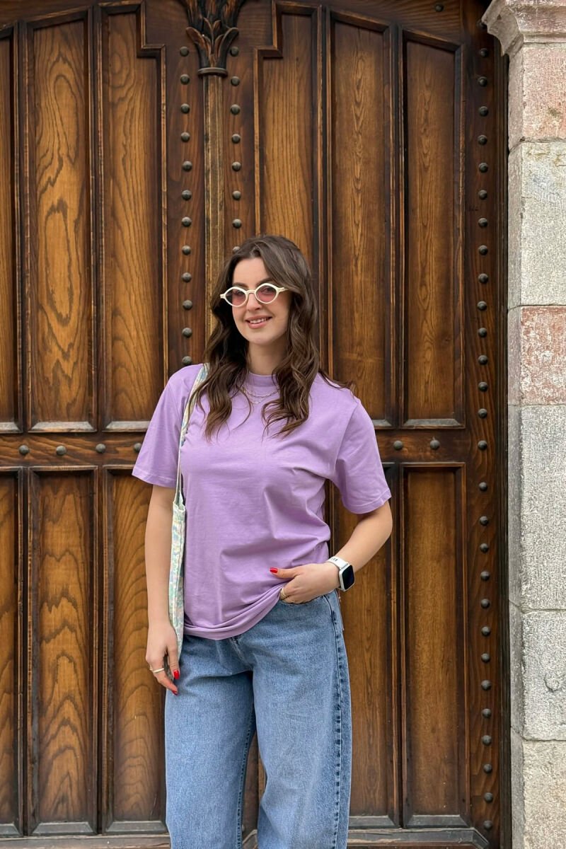 ONE COLOR WOMAN T-SHIRT + 6 PAIR SOCKS PURPLE/LEJLA - 1