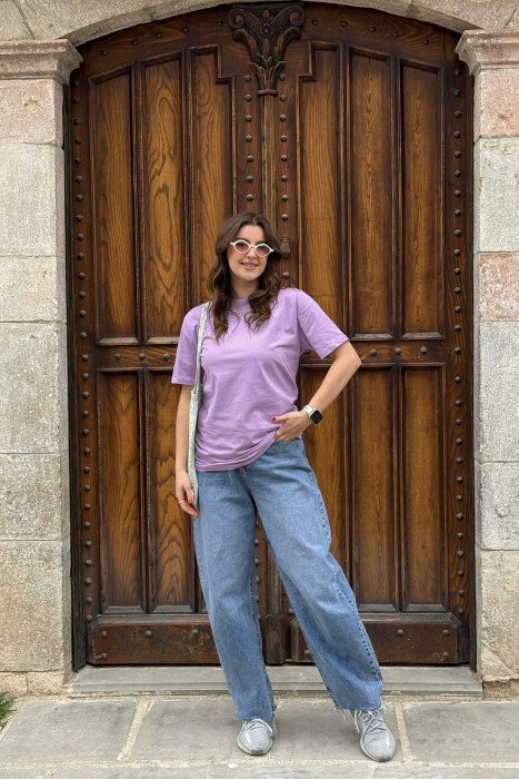 ONE COLOR WOMAN T-SHIRT + 6 PAIR SOCKS PURPLE/LEJLA - 3