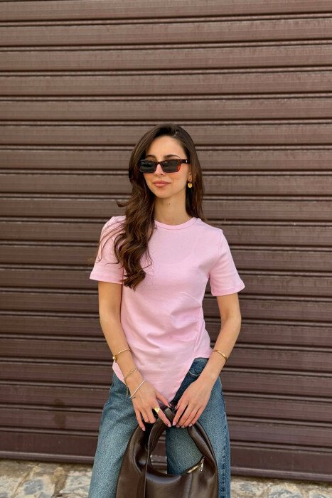 ONE COLOR WOMAN T-SHIRT PINK/ROZE - 1