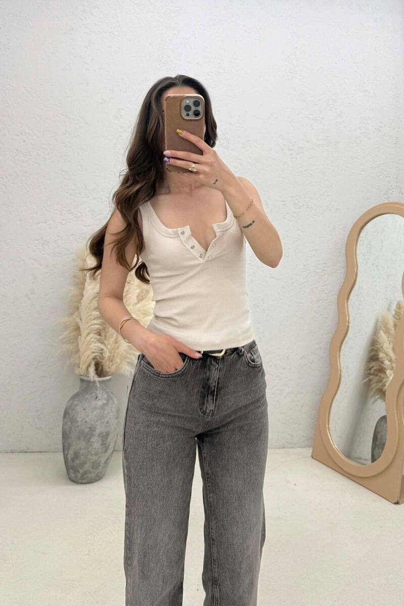 ONE COLOR WOMAN TANK TOP BEIGE/BEZHE - 1