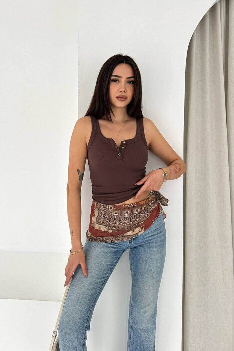 ONE COLOR WOMAN TANK TOP BROWN/KAFE 