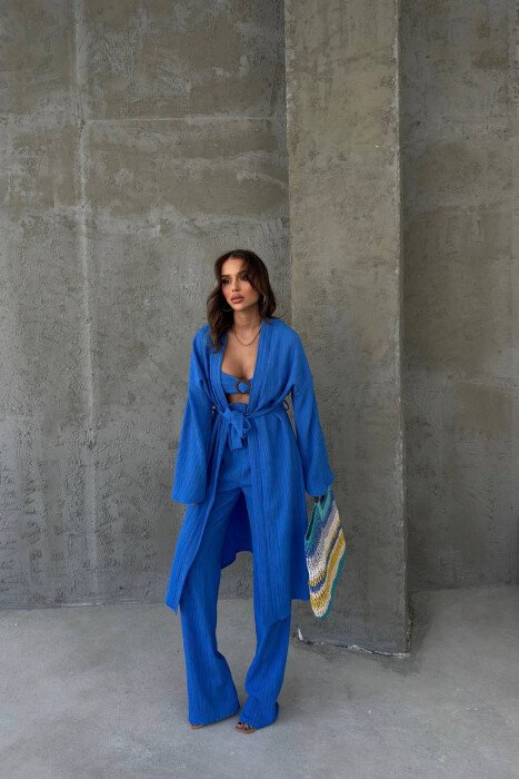 ONE COLOR WOMAN THREE PIECES SET BLUE/BLU - 1