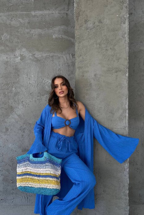 ONE COLOR WOMAN THREE PIECES SET BLUE/BLU - 2