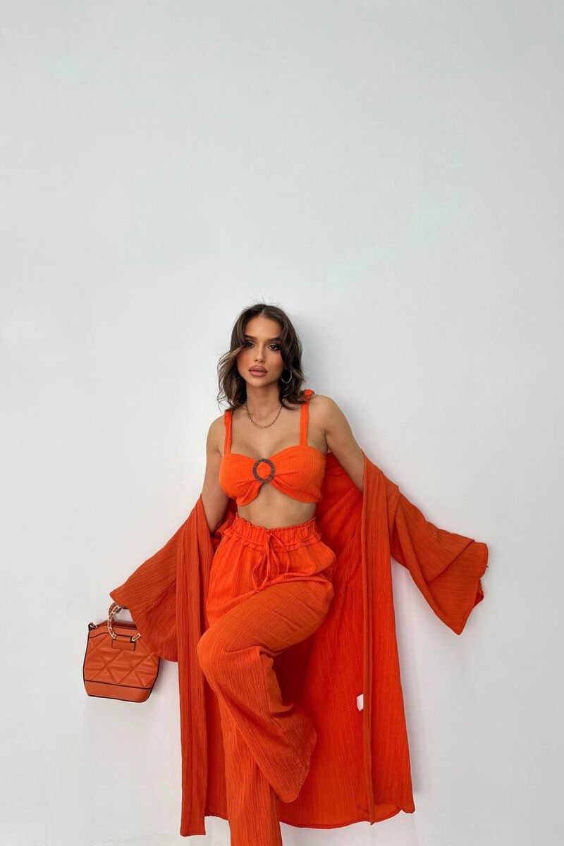 ONE COLOR WOMAN THREE PIECES SET ORANGE/PORTOKALLI - 2