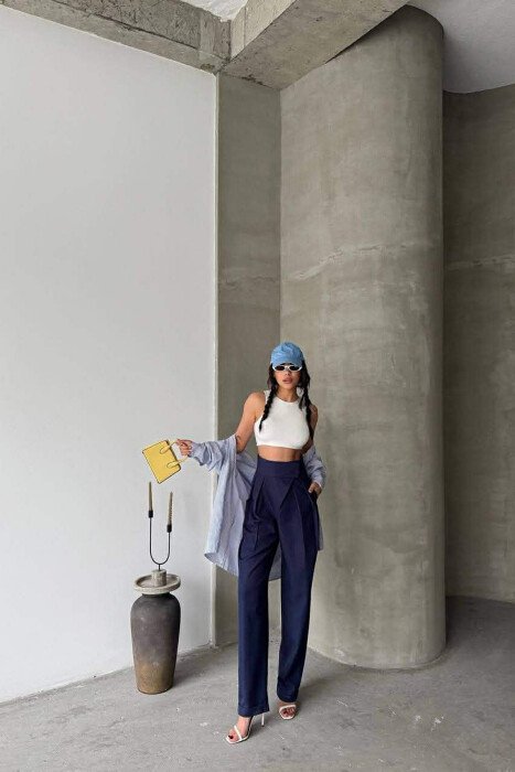 ONE COLOR WOMAN TROUSERS BLUE/BLU 