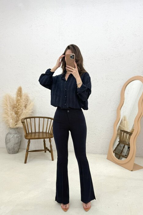 ONE COLOR WOMAN TROUSERS BLUE/BLU - 1