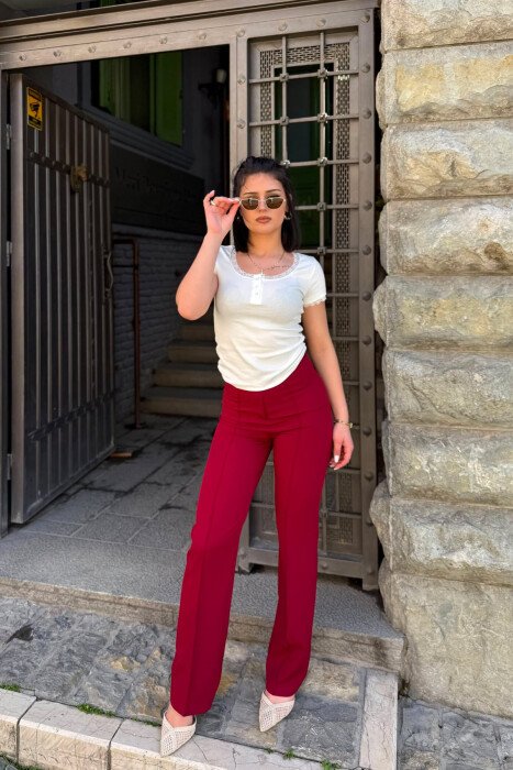 ONE COLOR WOMAN TROUSERS BURGUNDY/VISHNJE 
