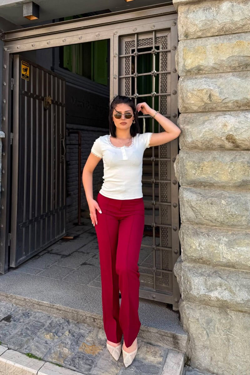 ONE COLOR WOMAN TROUSERS BURGUNDY/VISHNJE - 3