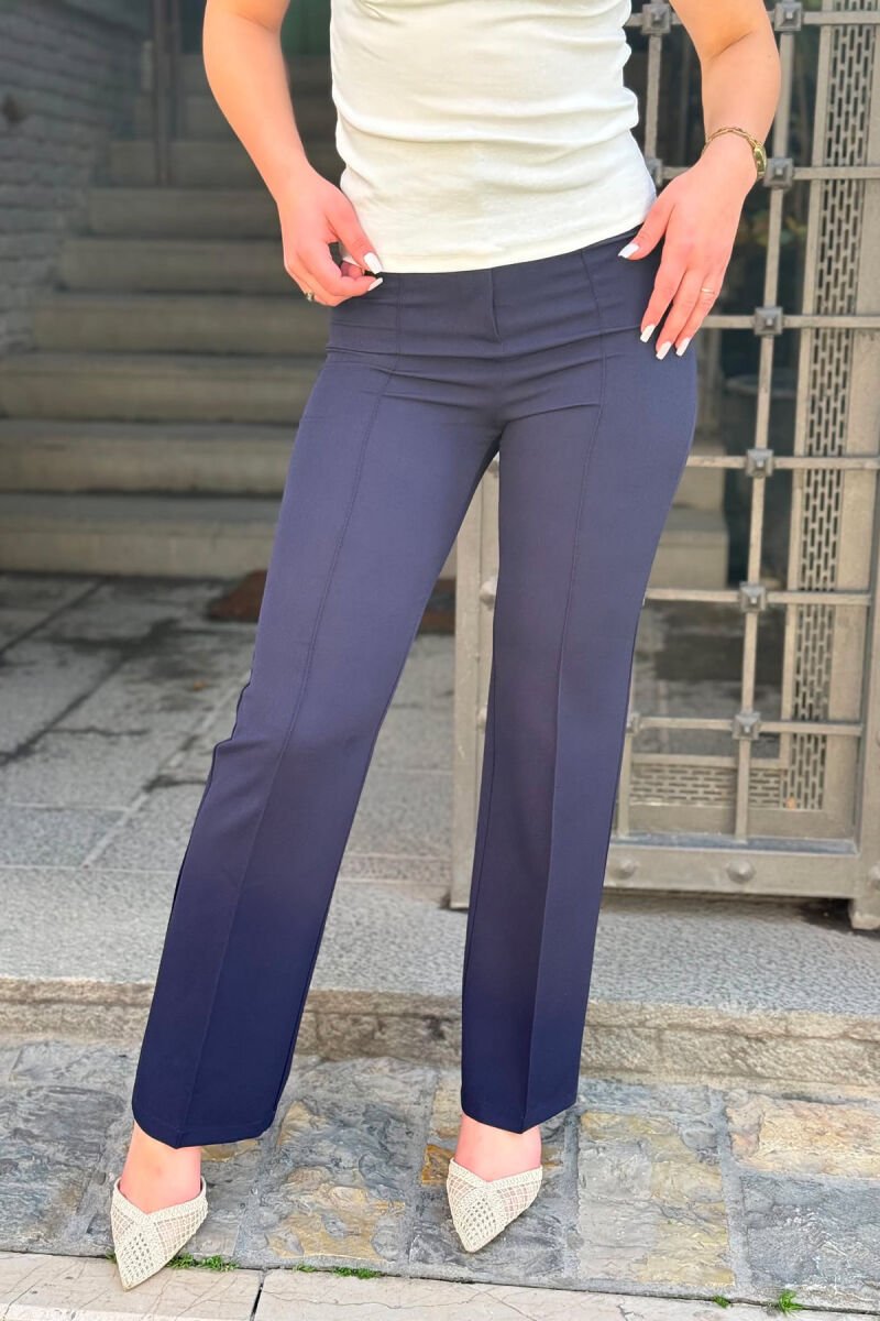 ONE COLOR WOMAN TROUSERS DARK BLUE/BEE - 4
