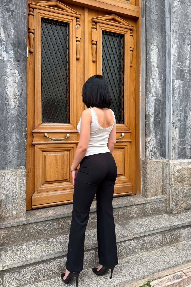 ONE COLOR WOMAN TROUSERS GLOSSY BLACK-ZEZE SHKELQIM - 3