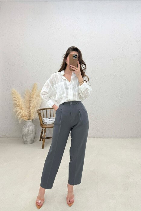 ONE COLOR WOMAN TROUSERS GREY/GRI - 4