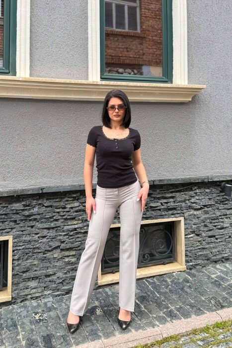 ONE COLOR WOMAN TROUSERS LIGHT GREY/GZ 