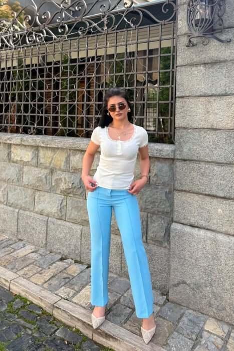 ONE COLOR WOMAN TROUSERS LIGHTBLUE/BZ - 5