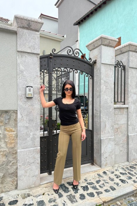 ONE COLOR WOMAN TROUSERS OLIVE/ULLI 