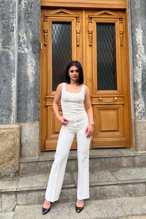 ONE COLOR WOMAN TROUSERS WHITE-E BARDHE 