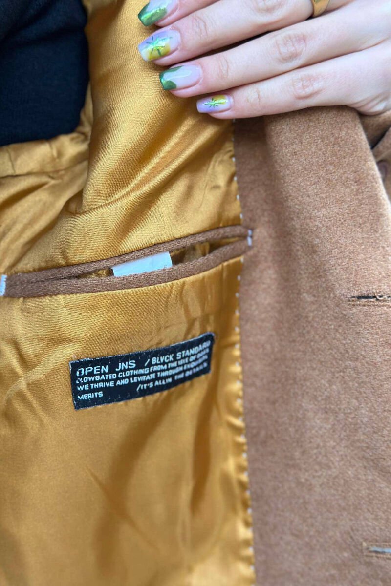 ONE COLOR WOMEN COAT BROWN/KAFE - 4