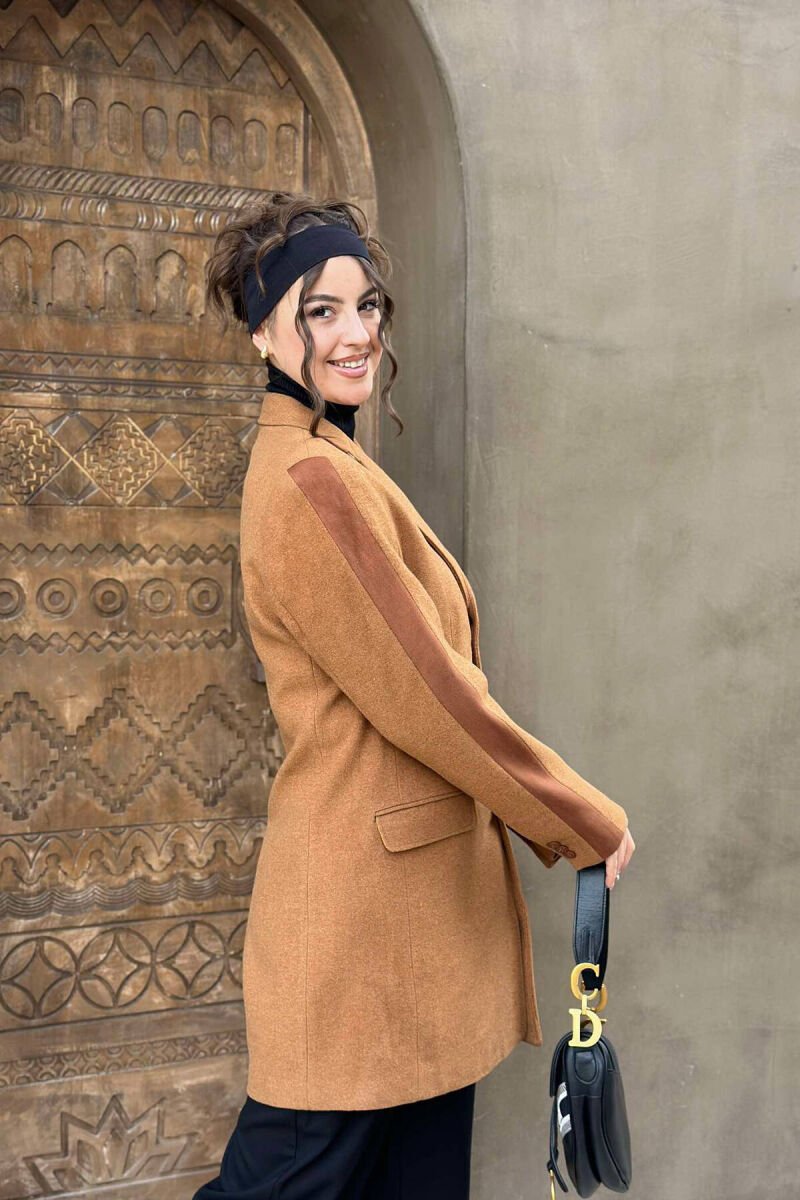 ONE COLOR WOMEN COAT BROWN/KAFE - 5