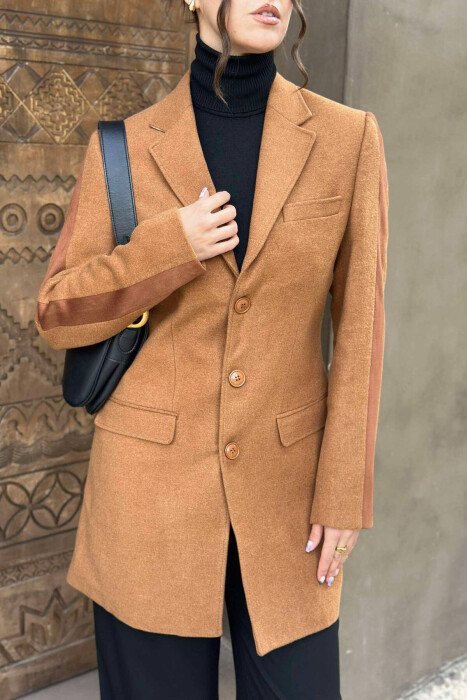 ONE COLOR WOMEN COAT BROWN/KAFE - 6