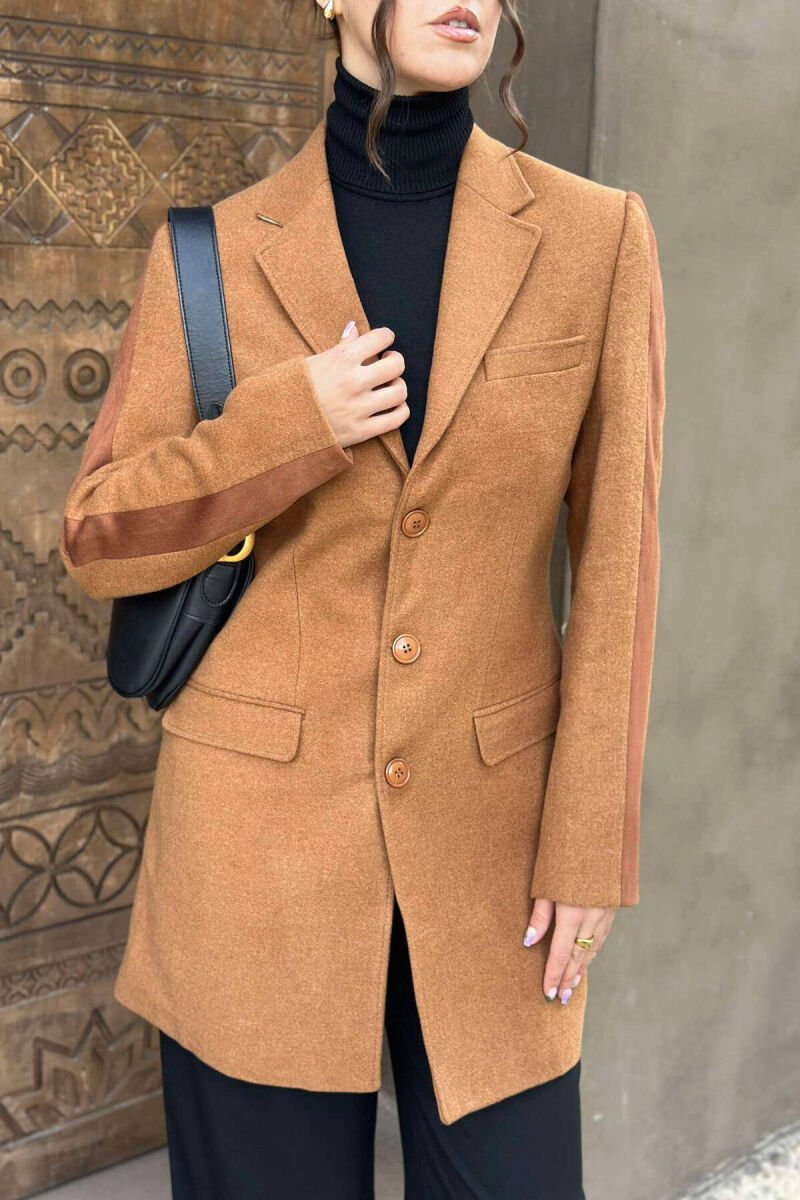 ONE COLOR WOMEN COAT BROWN/KAFE - 6