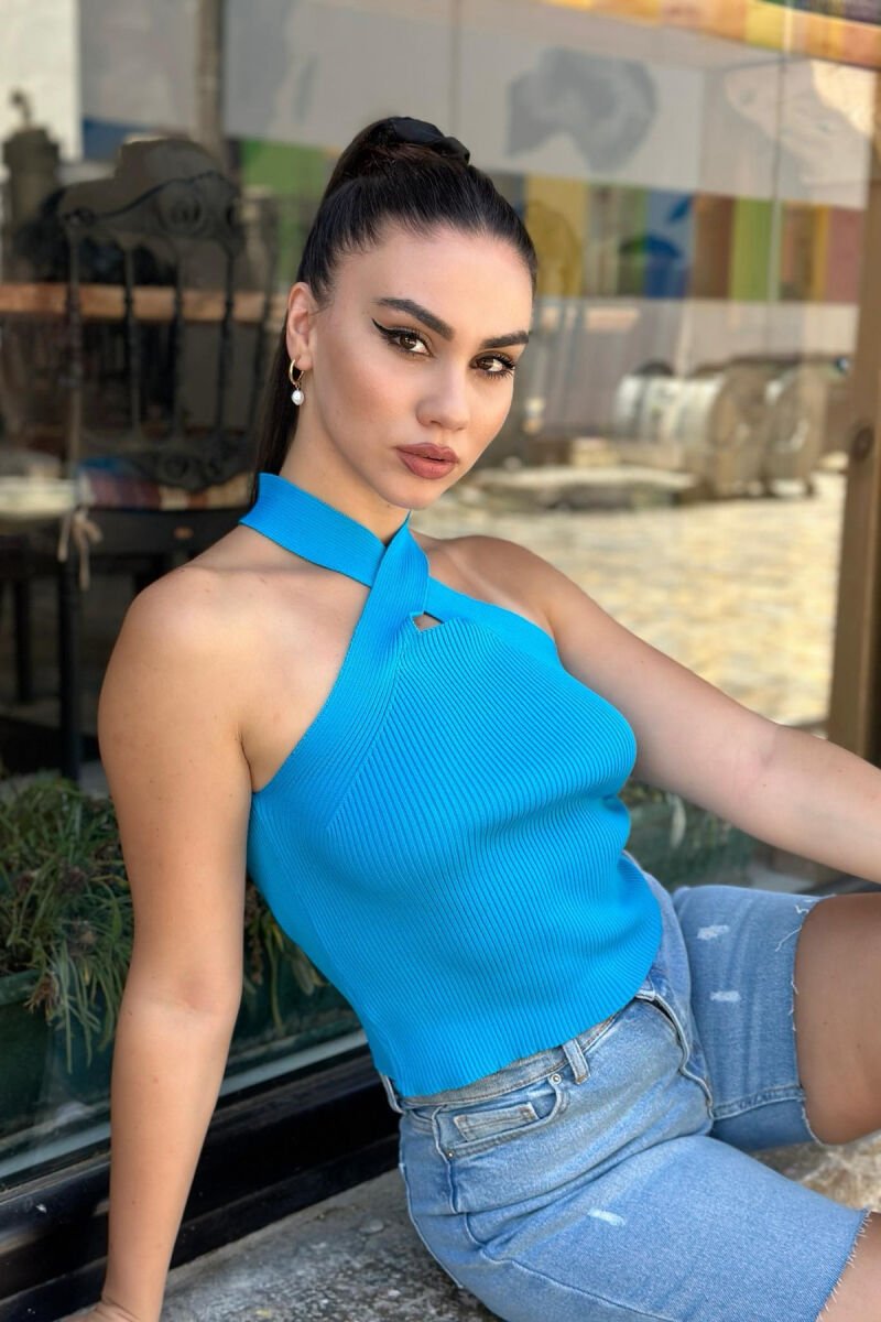 ONE COLOR WOMEN TANK TOPS BLUE/BLU - 3