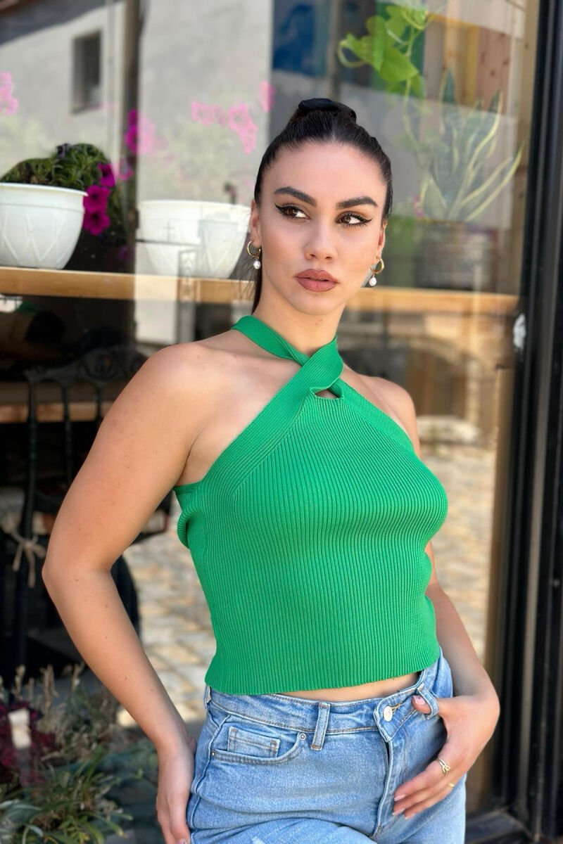 ONE COLOR WOMEN TANK TOPS GREEN/JESHILE - 1