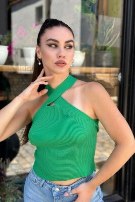 ONE COLOR WOMEN TANK TOPS GREEN/JESHILE - 3