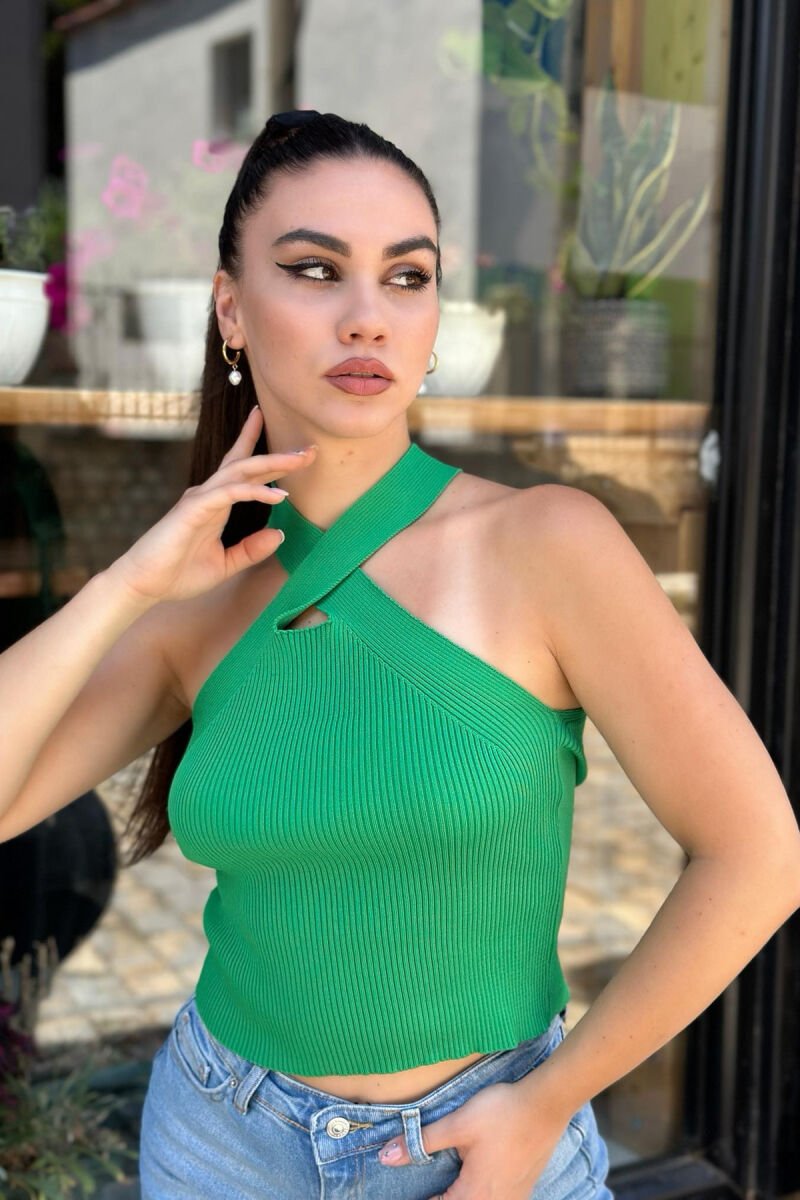 ONE COLOR WOMEN TANK TOPS GREEN/JESHILE - 3