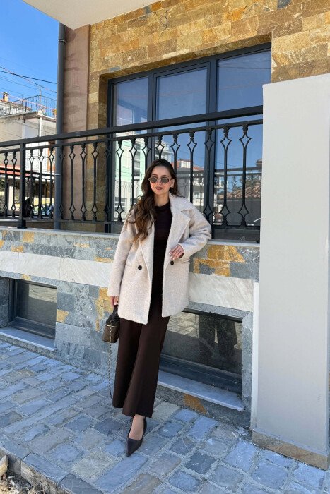 ONE COLOR WOOL WOMEN JACKET BEIGE/BEZHE - 5