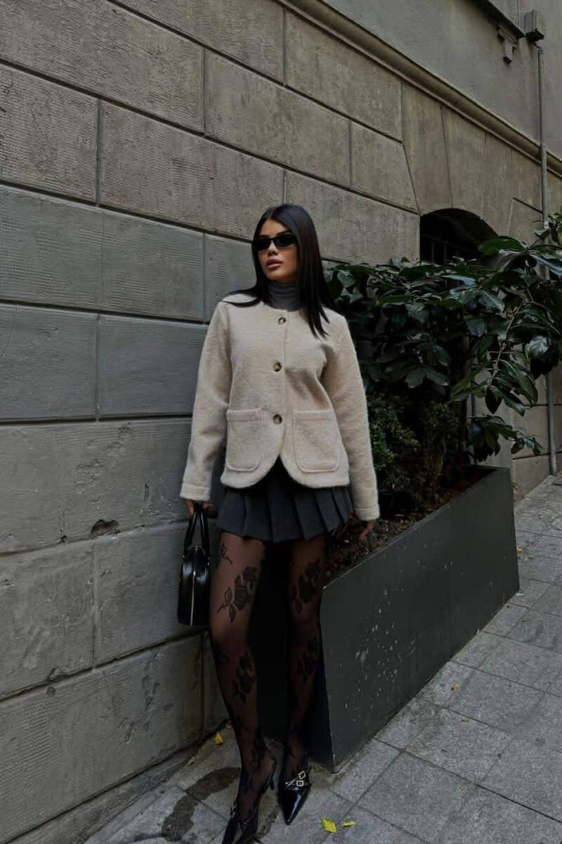 ONE COLOR WOOL WOMEN JACKET BEIGE/BEZHE - 2