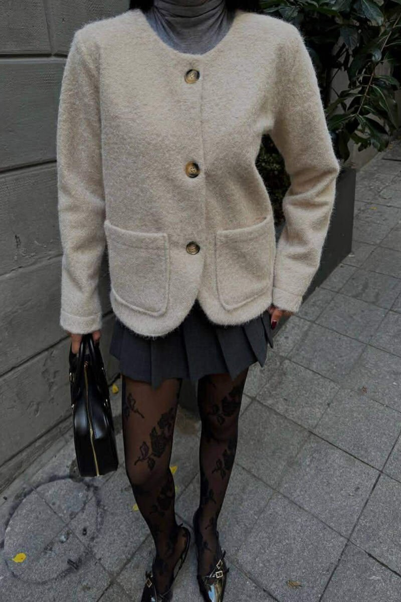 ONE COLOR WOOL WOMEN JACKET BEIGE/BEZHE - 1