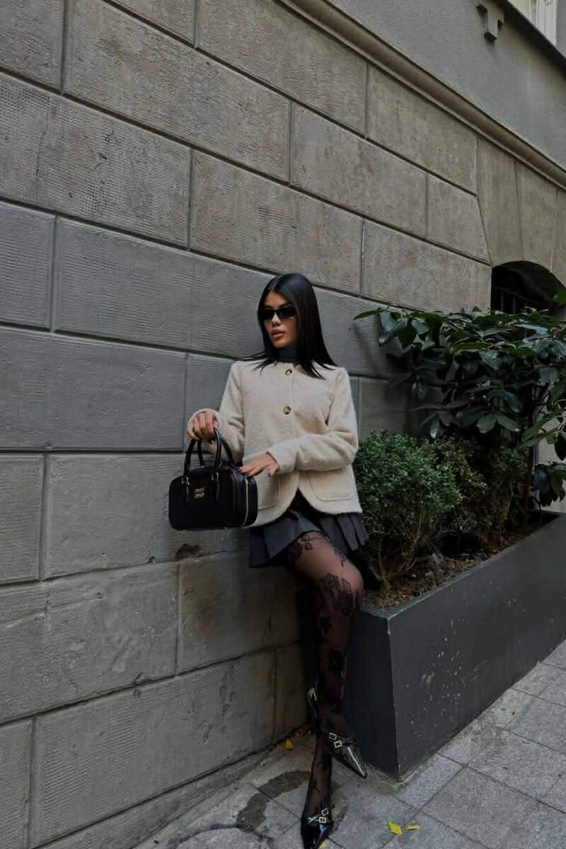 ONE COLOR WOOL WOMEN JACKET BEIGE/BEZHE - 3