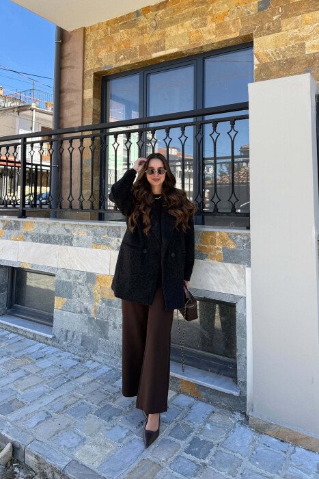 ONE COLOR WOOL WOMEN JACKET BLACK/ E ZEZE - 2