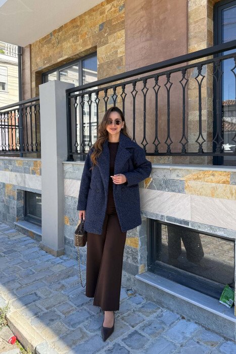 ONE COLOR WOOL WOMEN JACKET BLUE/BLU - 4