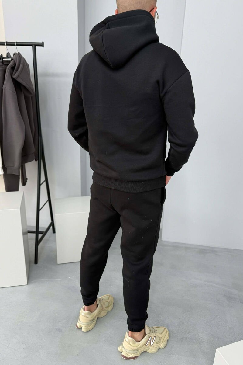 ONE COLOR WRITTINGS HOODIE+ SWEATPANTS MEN SET BLACK/ E ZEZE - 2