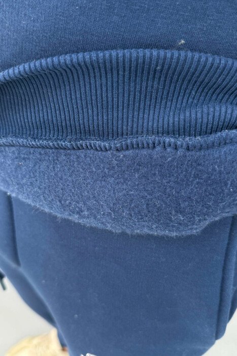 ONE COLOR WRITTINGS HOODIE+ SWEATPANTS MEN SET BLUE/BLU - 4