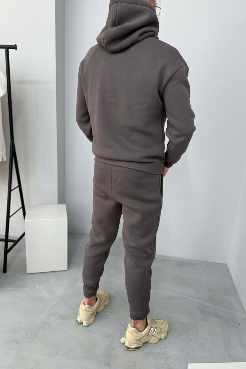 ONE COLOR WRITTINGS HOODIE+ SWEATPANTS MEN SET DARK GREY/GEE - 3